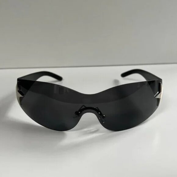 y2k 2000s vintage style black gray frameless star sunglasses - Picture 4 of 8